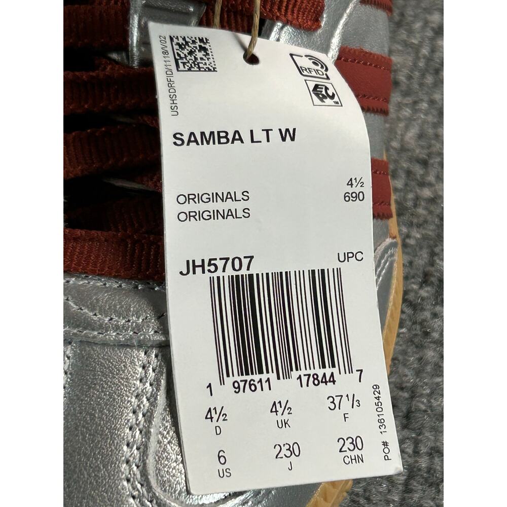 Adidas Samba LT W Silver Metallic Burgundy Gum Sneakers Women's Size 6 - Picture 10 of 10